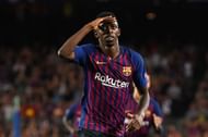 Ousmane Dembélé celebrates vs Valladolid 